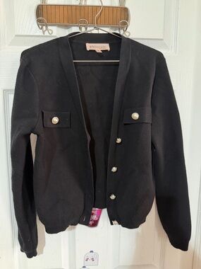 Philosophy Small Black Pearl-Button Cardigan Sweater